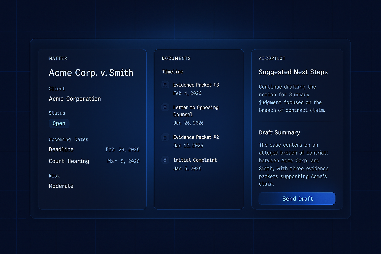 Split Matter Workspace — dark